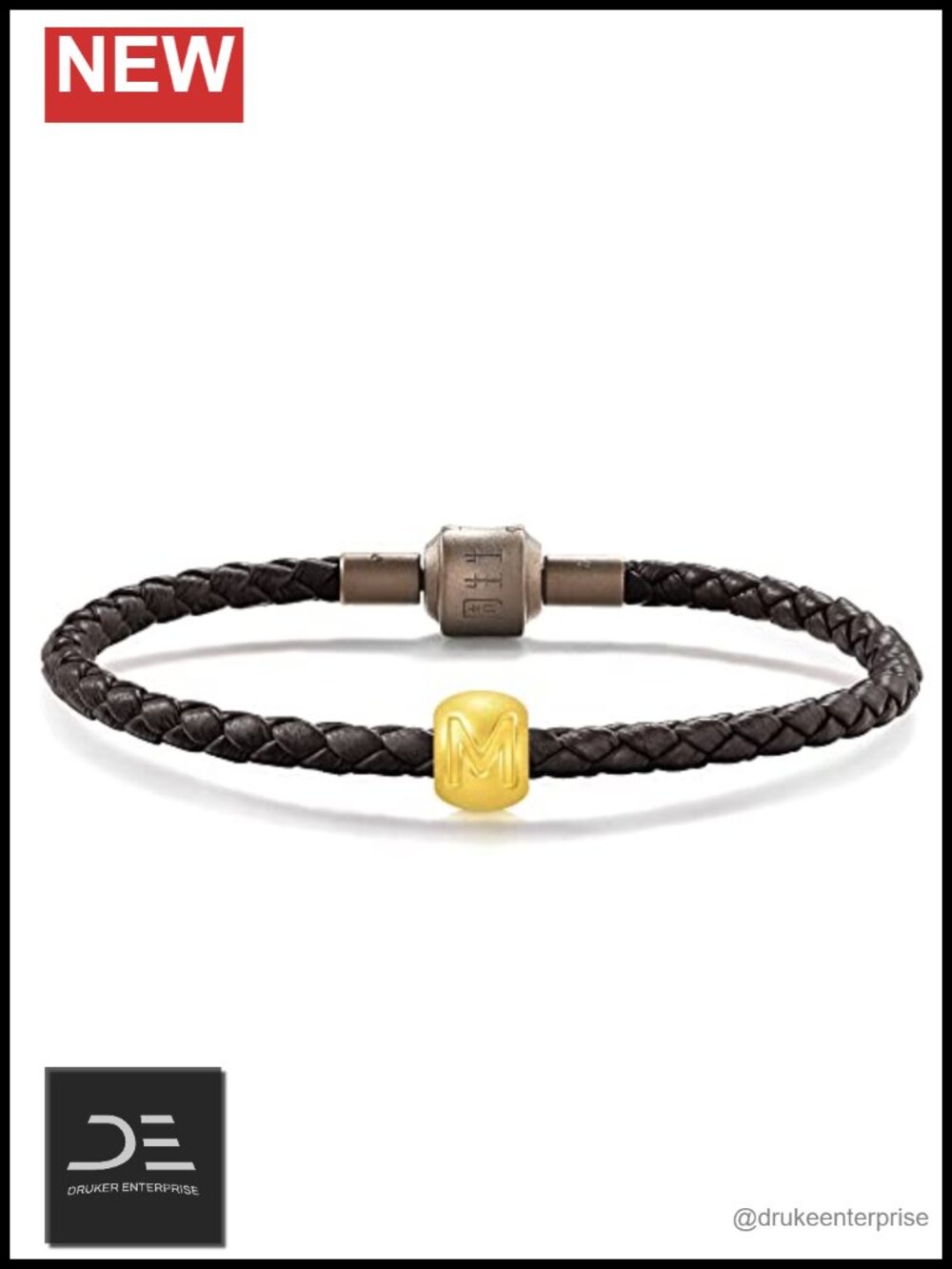 999 24K Gold Initial Charm Bracelet Mini Letter Alphabet Link Adjustable 17cm